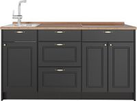 Vicco Keukenblok Fame-Line, Anthrazit-Gold Landhaus, 150 cm, WB Eik