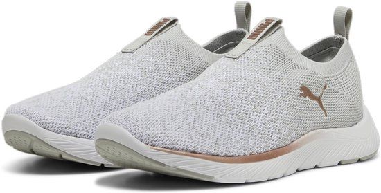Puma Dames Softride Remi Slip-on Knit Wn's Hardloopschoenen - Ash Gray-Puma White-Rose Gold - Maat 37