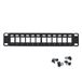 WAYTEX 37490 leeg patchpaneel, 10 inch, 12 poorten voor montage Rj45 fittingen, modulair paneel, niet uitgerust voor patchbay, zwart