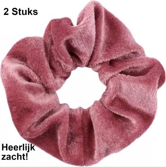 2 stuks scrunchies roze velvet - Heble®