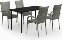 vidaXL Ensemble de jardin 5 pièces gris et noir