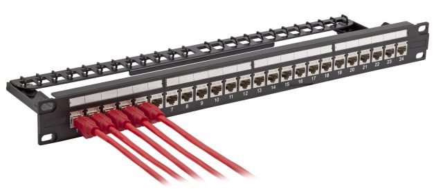 EFB Elektronik 24-Port Cat6a Gigabit Ethernet Patch Panel - 1U - Black