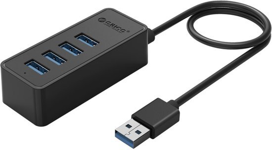 Orico - USB3.0 Hub met 4 USB3.0 type-A poorten â€“ 5Gbps â€“ 100CM Datakabel â€“ OTG-Functie - voor Windows Linux en Mac OS - Zwart