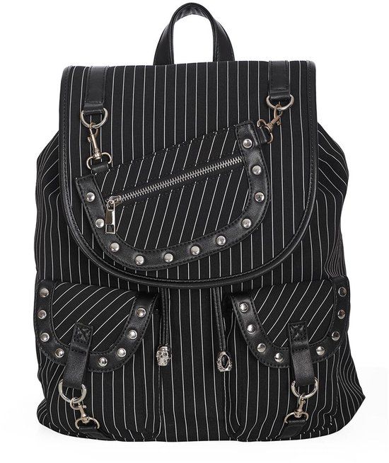 Banned Black Core Pinstripe Dames Rugtas - zwart