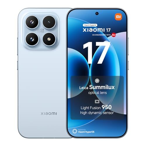 Xiaomi 17, smartphone 12+512 GB, Leica Summilux Optical Lens, Light Fusion 950 Image Sensor, 6330 mAh (typ) batterij, Ice Blue, Fabrieksgarantie 2 + 1 jaar extra, oplader niet inbegrepen