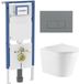 Geberit QeramiQ Dely Toiletset - 36.3x51.7cm - diepspoel - rimless - Geberit UP720 inbouwreservoir - softclose toiletzitting - bedieningsplaat licht grijs - rechtehoekige knoppen - met Burda frame - glans wit