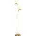 Doré Lampadaire Led Avec Abat-jours En Verre Globes - Lampe 3 Températures Avec Interrupteur Au Pied