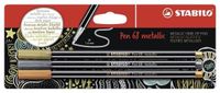 STABILO Pen 68 Metallic - Premium Metallic Viltstift - Blister - Met 3 Verschillende Kleuren