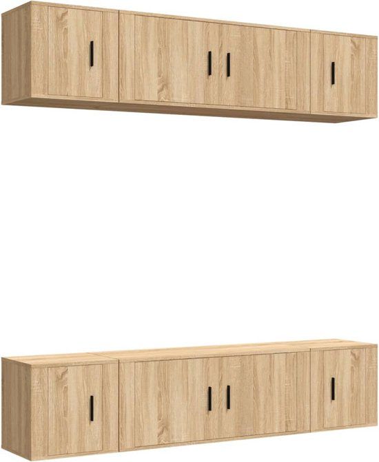 vidaXL 6-delige Tv-meubelset bewerkt hout sonoma eikenkleurig