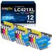 Brother Emballage avec 12 cartouches d'encre pour Brother LC421XL (noir, cyan, magenta, jaune)