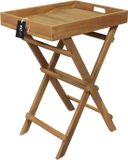 AXI Inda Teak Bijzettafel Opklapbaar – Met Afneembaar Dienblad – 39 x 29 x 50 cm – Teakhout – Lichtgewicht – Inklapbaar – Voor Tuin, Terras en Balkon