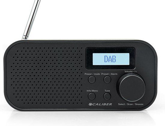 Caliber HPG318DAB - Draagbare DAB+ Radio met Wekker, Accu (8 uur), USB & Koptelefoon - Zwart