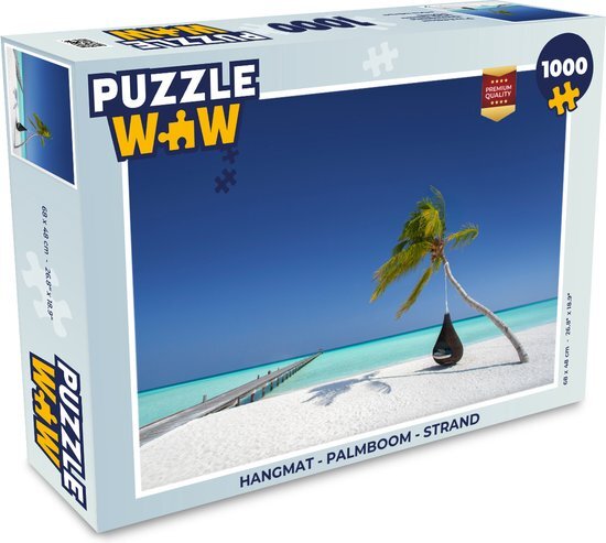 MuchoWow Puzzel Hangmat - Palmboom - Strand - Legpuzzel - Puzzel 1000 stukjes volwassenen