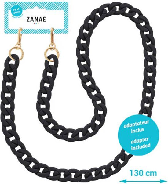 Zanae Universeel telefoon koord ketting - Zwart