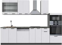 Vicco Fame-Line Unité de cuisine complète – 300 cm avec armoire haute, WB Anthracite Blanc/anthracite de style champêtre