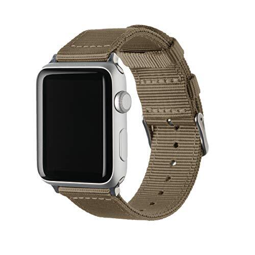 Archer Watch Straps - Vervangende Horlogebanden van Hoogwaardig Nylon voor Apple Watch (Kaki, Roestvrij Staal, 42/44/45mm)