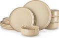 vancasso Tafelset, 12-delig, servies van steengoed, combinatie set, servies met borden, kom voor 4 personen, bruin