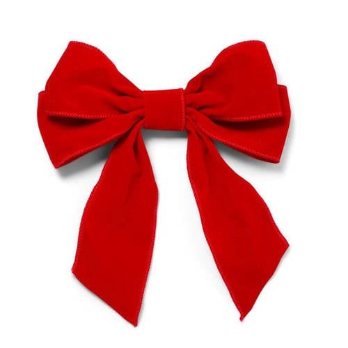 Vondels Fluwelen strik met clip - rood 20cm (set van 2)