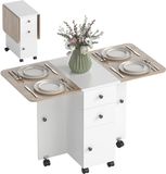 HOMCOM - Opklapbare eettafel - Spaanplaat - 120x60x76,5cm - Wit, Eiken