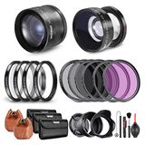 NEEWER 52 mm lens en filterset: groothoek/2,2 x extra telelens voor 18 mm-85 mm APS-C-lens, (+1+2+4+10) close-up macro/ND/UV/CPL/FLD-filters voor cameralens met Ø 52 mm schroefdraad