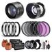NEEWER 52 mm lens en filterset: groothoek/2,2 x extra telelens voor 18 mm-85 mm APS-C-lens, (+1+2+4+10) close-up macro/ND/UV/CPL/FLD-filters voor cameralens met Ø 52 mm schroefdraad