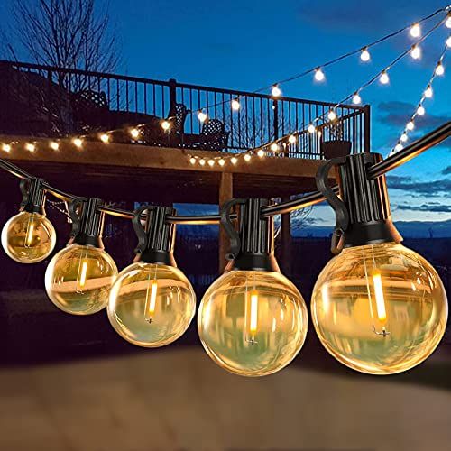 SON4SUN Lichtslingers voor buiten Op netstroom, Festoenlichten 35FT G40 25+3 LED-hanglampen, IP44 Waterdicht Binnen/buiten voor Terras Patio Buiten Tuin, Kerstmis, Feest, Bruiloft Decoratieverlichting