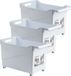 Plasticforte Boîte de rangement - Lot de 3 pièces - blanc - 45 x 24 cm - plastique - à roulettes