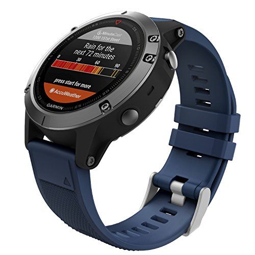 MoKo Band Compatibel met Garmin Fenix 7/6/6 Pro/5/5 Plus/Forerunner 945/935/Approach S62/S60/Instinct/MARQ, 22 mm Quick Fit Siliconen Sport Vervanging Horlogeband, Midnight Blue
