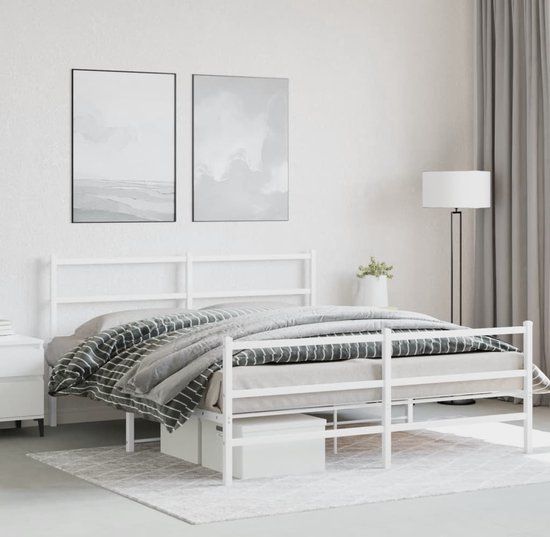 vidaXL Bedframe Metaal Wit 150x200 cm