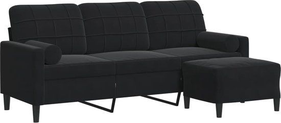 vidaXL Driezitsbank met voetenbank 180 cm fluweel zwart