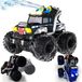 Monstertruck RC amfibie - Pulvérisateur d'eau - 2,4 GHz - Éclairage - Noir