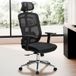 Maisons du Monde FineBuy Bürostuhl Schwarz Mesh-Bezug Schreibtischstuhl bis 120 kg mit Kopfstütze, Drehstuhl höhenverstellbar mit Lendenwirbelstütze, Stoff-Schreibtischsessel ergonomisch mit Wippfunktion