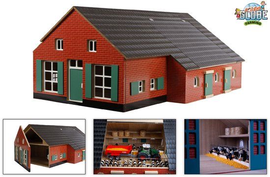 Kids Globe Boerderij Woonhuis met Stal - 1:32 - Hout - Multikleur