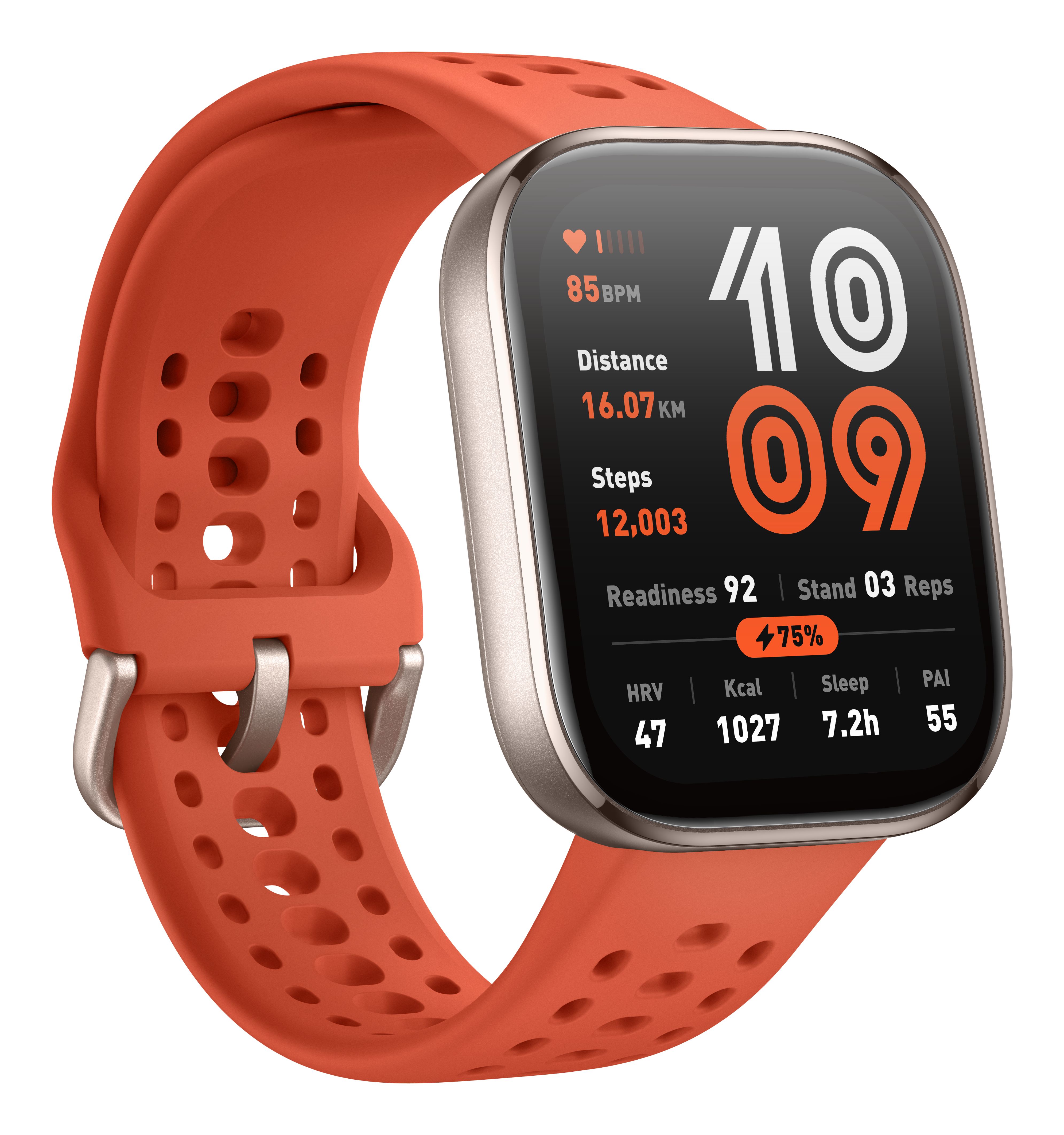 Amazfit Bip 6 Smartwatch - 1.97" AMOLED Display - Red with Gold Case