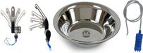 Évier en inox 32 cm rond, adapté pour camping et caravane, incluant évier, robinet et pompe