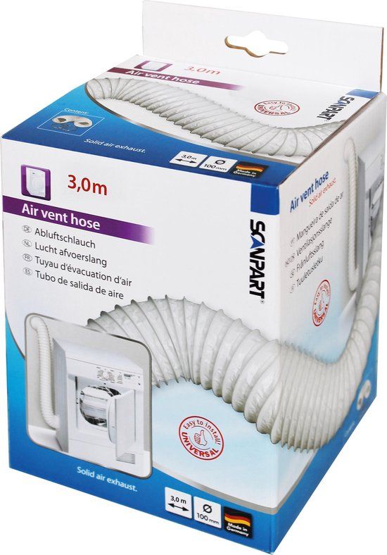 Scanpart luchtafvoerslang droger 100 mm 3 meter - Wit