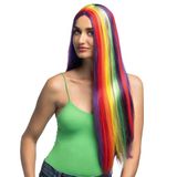 Boland 85719 Regenboogpruik voor volwassenen, kunsthaar, voor themafeest, pride festival, carnaval, kostuumaccessoires