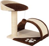 Shenzhen Haorui Industrial Technology Co., Ltd. Petit poteau griffoir avec balle en peluche et arc à griffer 43 cm de haut - Couchage confortable pour petits et grands chats - Marron/beige