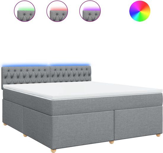 vidaXL Boxspring met matras stof lichtgrijs 180x200 cm