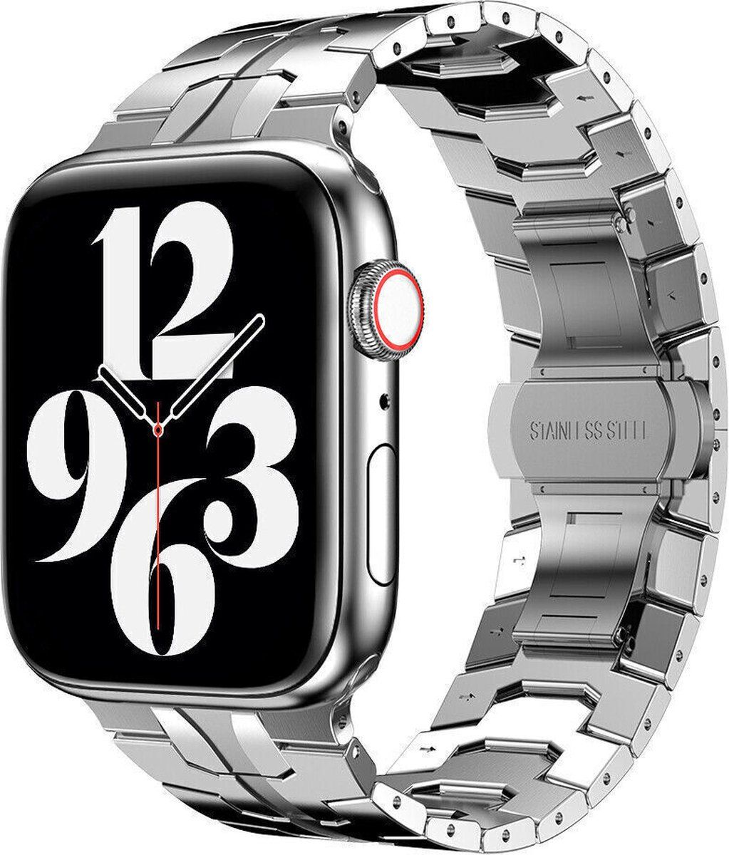 Strap-it Steel Iron Band - Zilver - Geschikt voor Apple Watch - 42-49mm
