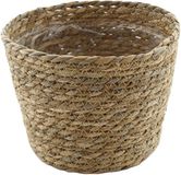 van der Leeden VD Leeden Planten of bloemen mand - rond - zeegras gevlochten - D18 x H15 cm