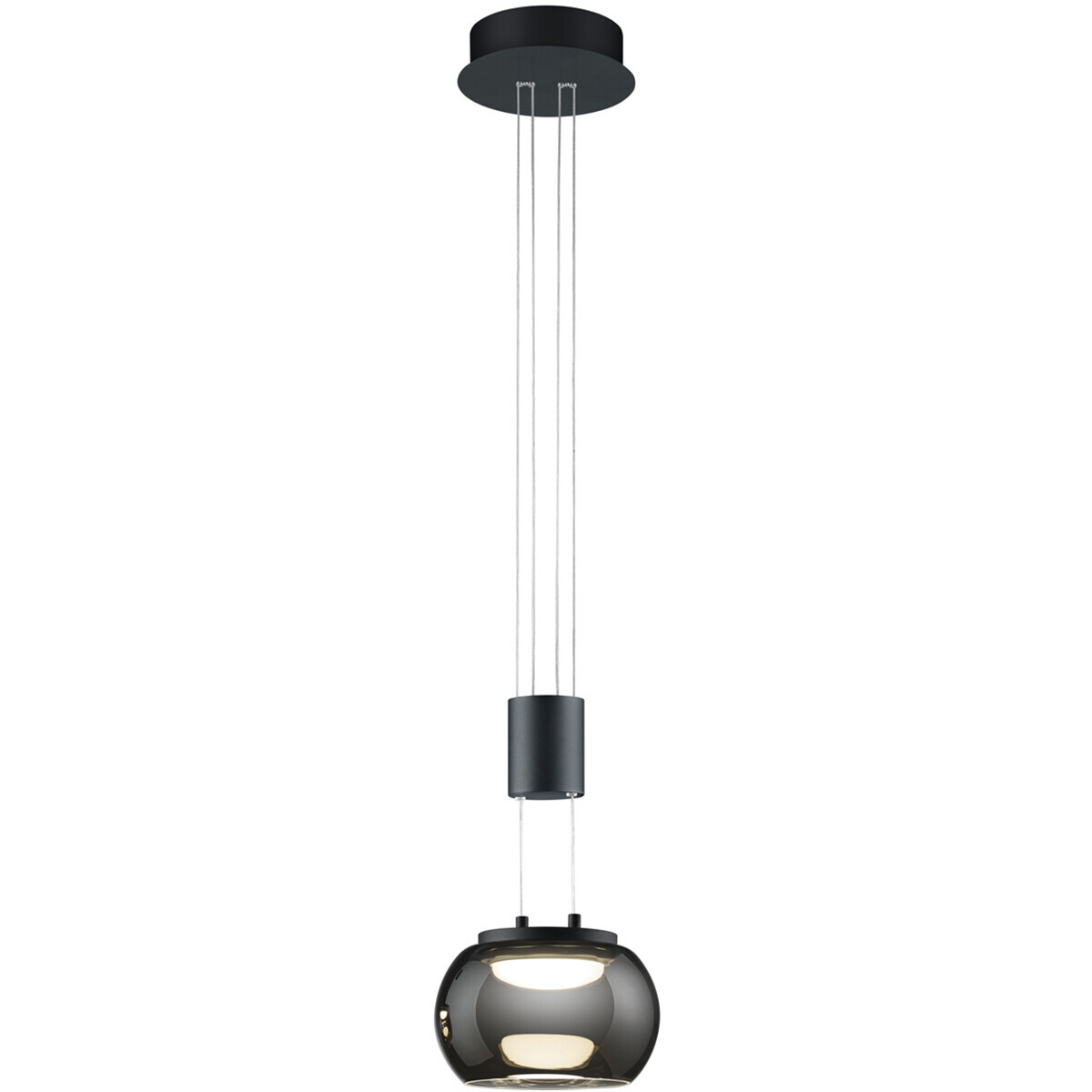 BES LED LED Hanglamp - Hangverlichting - Trion Maliba - 8W - 1-lichts - Warm Wit 3000K - Dimbaar - Rond - Mat Zwart - Aluminium