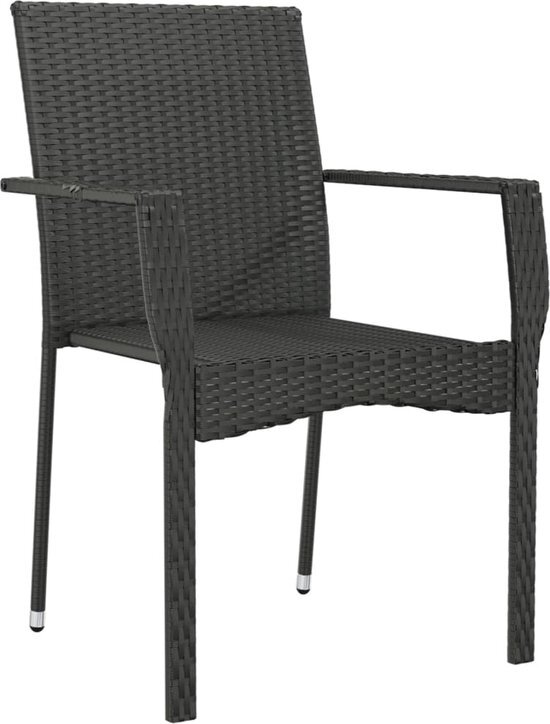 vidaXL Tuinstoelen 2 st met kussens poly rattan zwart