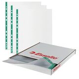 Esselte A4 geperforeerde zakken, 500 x polyzakken, 43 micron dikte, reliëf A4-zakken met gestanste versterkte groene rug, ideaal voor hefboomboogbestanden en ringbanden (Pack van 500), 628617