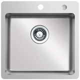 Respekta Chicago roestvrijstalen spoelbak, 1 spoelbak, inbouwspoelbak in 50 x 50 cm, roestvrijstalen spoelbak, geschikt voor onderkasten vanaf 50 cm breedte