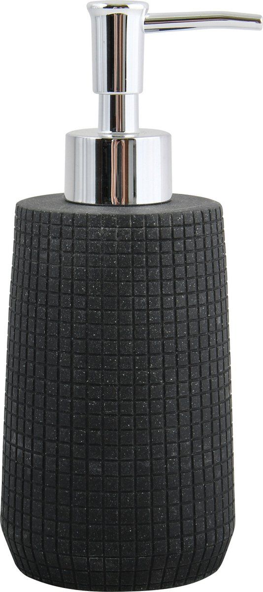 MSV Squares Zeepdispenser - Kunststeen - Zwart - 7 x 18 cm - 275 ml