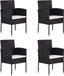 Maison Exclusive - Chaises de jardin coussins blanc crème 4 pièces noir résine tressée
