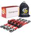 Strapinno 4 stuks intrekbare ratel bandjes bundel 1 "x 6ft ratel vastbinden met rubber gecoat stalen handvat, S haken, breuksterkte 1500 lbs elk (rode riem, zwart gecoate gesp)