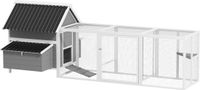 Pawhut Kippenhok voor 7 tot 10 kippen, grijs, 283 x 133,5 x 112 cm