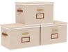 3 Boîtes de rangement pliables avec couvercle, dimensions 45x30x30 cm, couleur beige